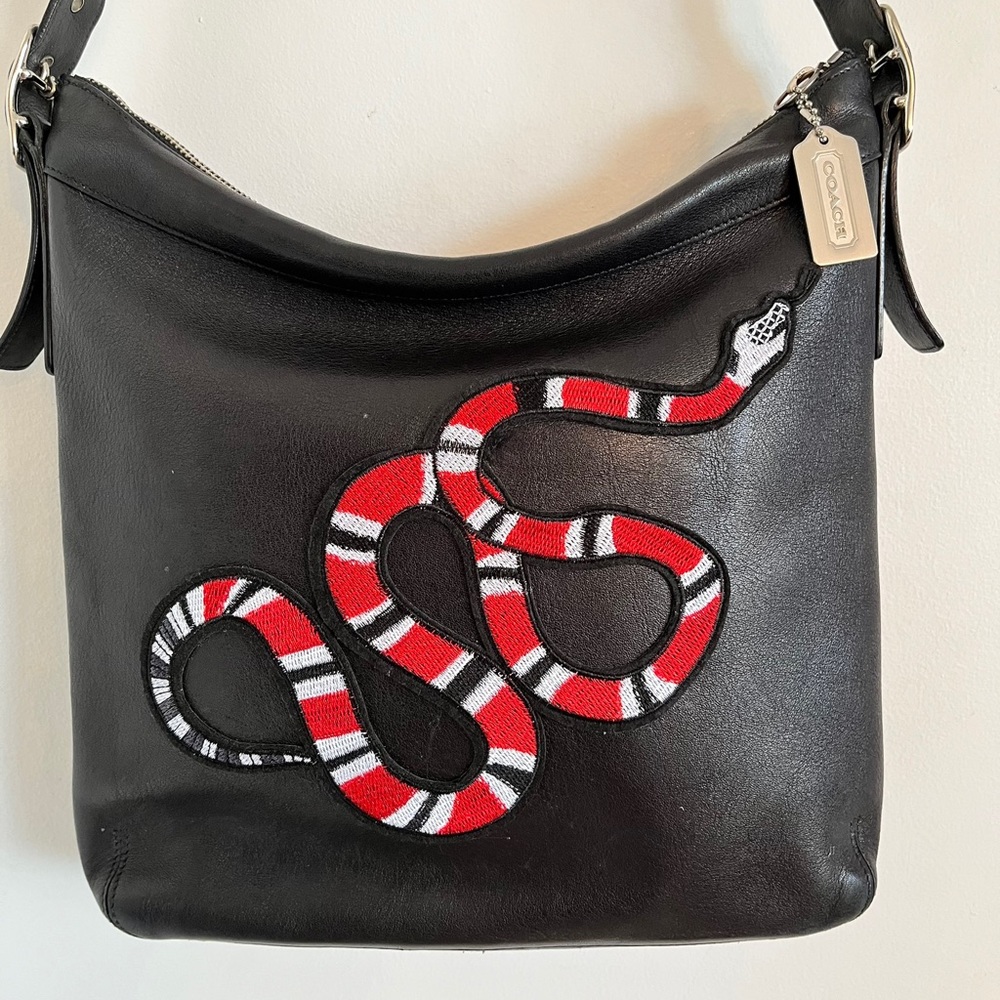 “King snake” Coach, black leather, crossover, messenger bag